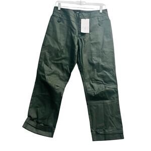 Zara Brown Metallic High Rise Crop Pants Size S Small NWT